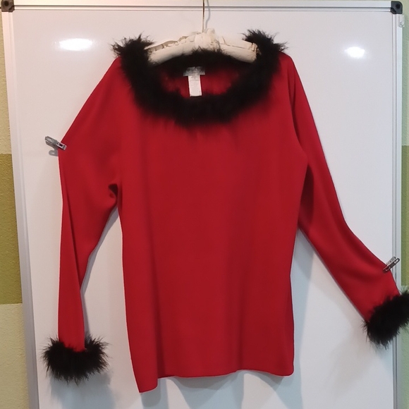 Worthington Red and Black Sweater - Picture 1 of 10